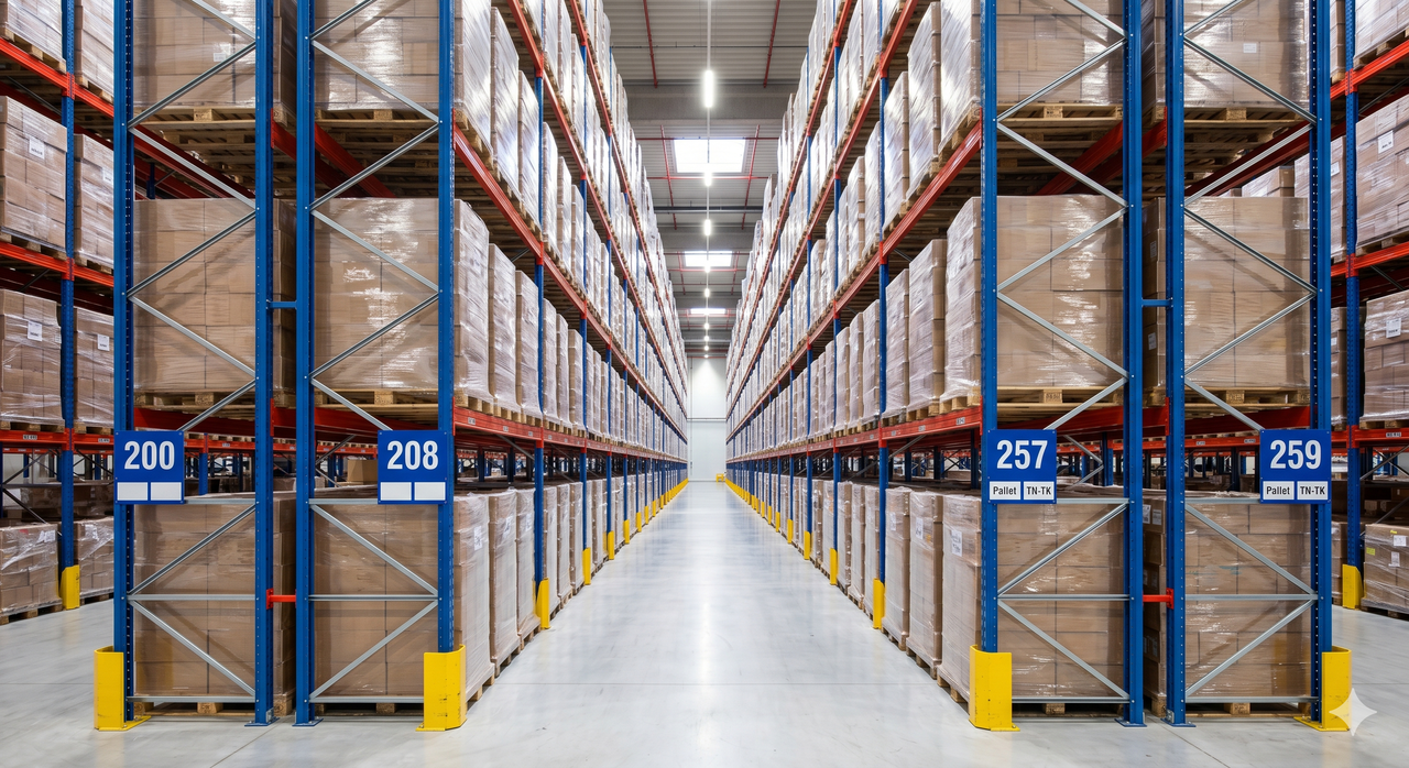 Pallet racking with numbered positions